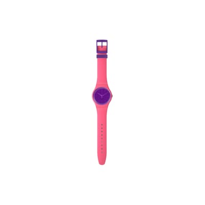 Swatch Essentials Serie Kwarts Uurwerk 30m Waterdicht Horloge 41mm Paarse Wijzerplaat Bio-gebaseerde Materiaal Kast Siliconen Band Unisex horloges SO29P102 Purple Watch Dial purple