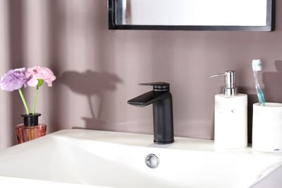 Aquavive Wastafelmengkraan Irminio R - Lage Uitloop - Zwart Mat - 15,3cm