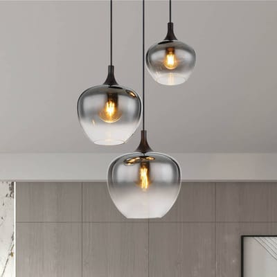 Globo Maxy hanglamp, Ø 48 cm, rookgrijs, glas, 3-lamps.