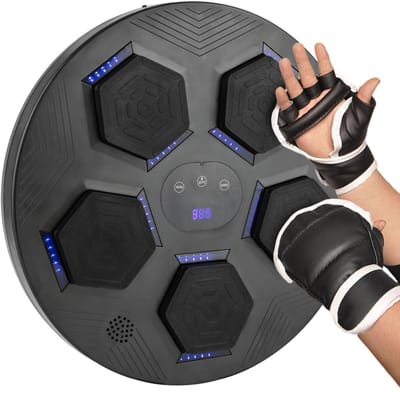CORE Boxing machine - Boksmachine - Wandgemonteerd boksdoelwit met muziek - Bokstrainer - Bokspad - Inclusief handschoenen - 1800mAh - Oplaadbaar - 40x40x6.5cm - Zwart