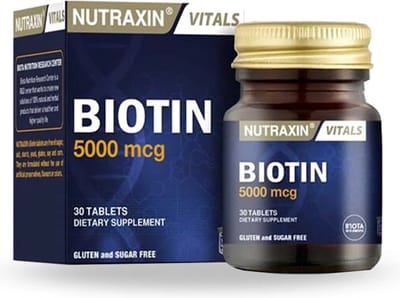 Nutraxin Biotin 5000mcg 30 Tablets ( Voor sterke, gezonde nagels, haar en huid) - haarverzorging- huid verzorging
