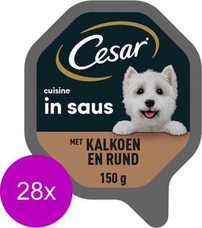 Cesar Alu Cuisine - Kalkoen&Rund - Hondenvoer - 28 x 150 g