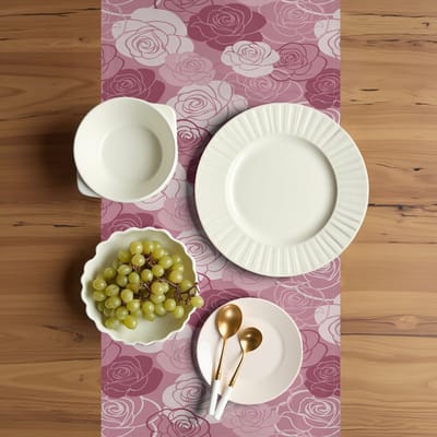 ABAKUHAUS Rose Floral Table Runner, Eetkamer Keuken Rechthoekige decoratieve Table Runner, 40 x 225 cm, Gedroogde Rose Pale Rose
