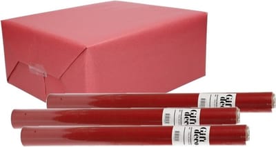 Cadeaupapier rood kleurig - 3x - 500 x 50 cm - kadopapier / inpakpapier - 60 grams - Kerst