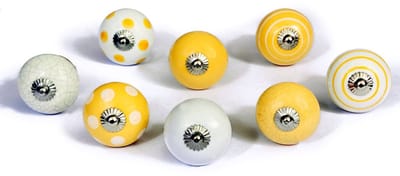TRANKIELO® - Set van 8 handgeschilderde keramische knoppen - 40 mm diameter - Perfect voor kasten en laden