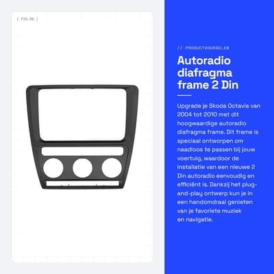 Dailygoods- Diafragma Frame Geschikt voor Skoda Octavia 2004-2010 - Dubbel-DIN - ABS - Zwart - Plug-and-play - Automatische airconditioning - Stereoframe