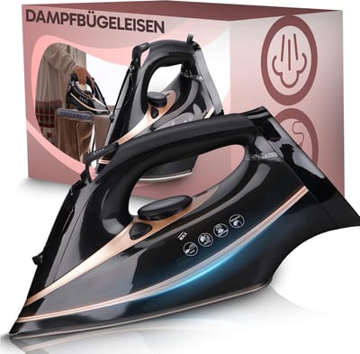 Stoomstrijkijzer 2600W - Krachtig strijkijzer - Kreukvrij textiel - Keramische zool - 360ml tank - Zwart