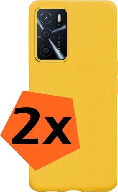 Hoes - 2 Stuks - Geschikt voor OPPO A16s - Sterk & Shockproof - Case Siliconen - Back Cover - Telefoon Hoes - Geel