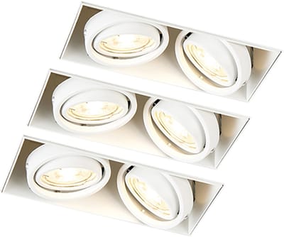 QAZQA oneon trimless 50 - Moderne Grote inbouwspot - 3 stuks - L 19 cm - Wit - Woonkamer | Slaapkamer | Keuken