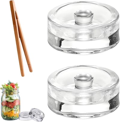 Fermentatiegewichten voor Kimchi - 2 Stuks Glazen Gewichten met Klemmen voor Effectieve Fermentatie, 7 cm, Ideaal voor Thuisgebruik