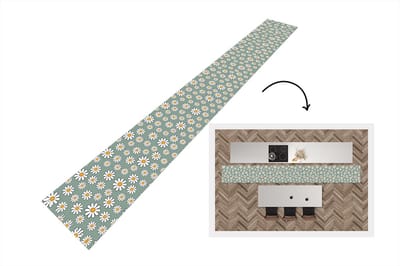 Keukenloper 400x50 cm - Keukenmat vinyl Patronen - Vintage - Bloemen - Madelief - Keukenmatten loper - Keuken vloerkleed tapijt