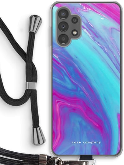 Case Company® - Hoesje met koord geschikt voor Samsung Galaxy A13 4G hoesje met Koord - Zweverige regenboog - Telefoonhoesje met Zwart Koord - Bescherming aan alle Kanten en Over de Schermrand