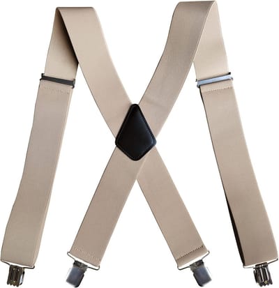 Fako Fashion - Brede Heren Bretels - Volwassenen - 50mm Breed - 4 Clips - 28mm Brede Clips - XL - 120cm - Khaki