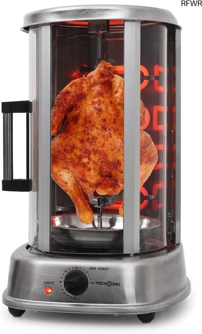 RFWR® Kebabgrill met 360° warmteverdeling en roterend spit - Elektrische tafelgrill voor thuis