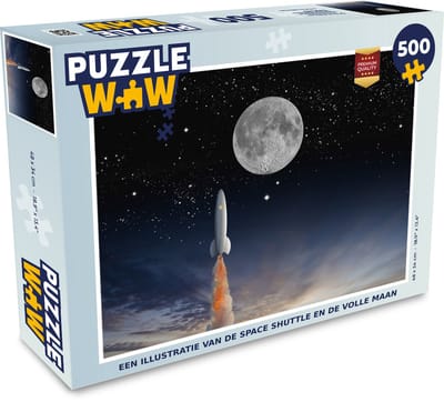Puzzel Een illustratie van de space shuttle en de volle maan - Legpuzzel - Puzzel 500 stukjes