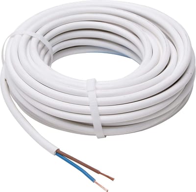 20 Meter Tweemotorig Stroomkabel H03VV-F 2x0,75mm Wit