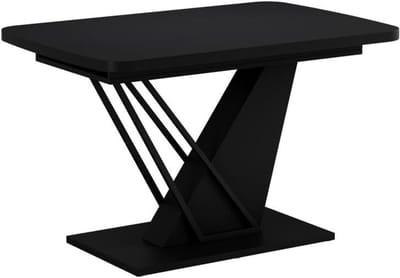 Eettafel Uitschuifbaar - Eetkamertafel Keukentafel - Gezellig Tafelen - Tijdloos Design - 120-160 x 80 cm - Zwart