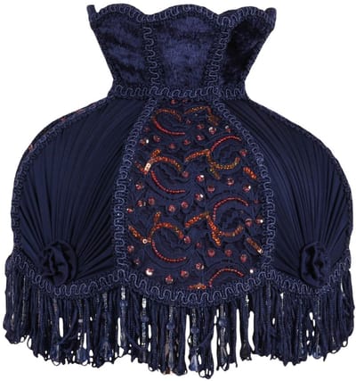 Baroque - Lampenkap - Lampenkap Victorian Dome Crown 14 cm - Blauw - Stof - 26x14x21.5 - Iron+glass