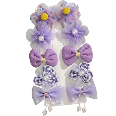 Paars haarspeldjes set voor meisjes – 10 stuks – strikjes en bloemen haar clips met parel details – ideaal voor dagelijks gebruik en feestelijke kapsels