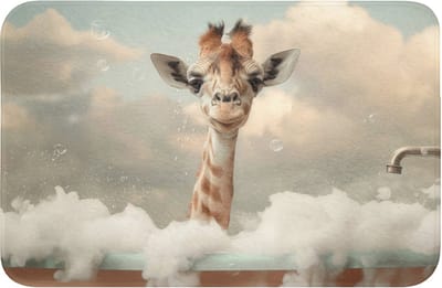 Badmat 60x40 cm - Antislip - Giraffe - Wilde dieren - Bad - Schuim - Badmatten voor badkamer - Badkamermat - Douchemat - Badkamer mat