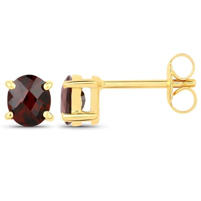 Vira Jewels Ohrstecker 925-Sterling Silber vergoldet Glänzend Granat oval rot