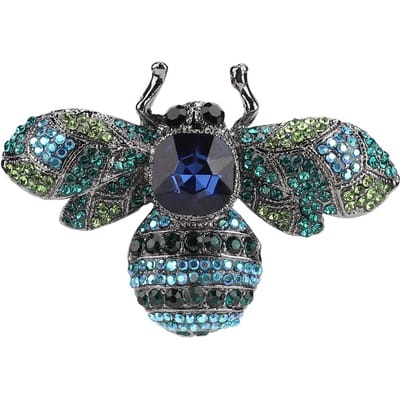 Broche rétro en forme d'abeille, en alliage, décorative et attrayante, avec strass, pour manteau et costume black