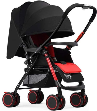 Baby Kinderwagen - Babyvervoer Peuterstoel - Comfortabel Reizen - Omkeerbaar en Verstelbaar - 47 x 69 x 98 cm - Zwart