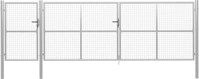 vidaXL - Tuinpoort - staal - 500x150 - cm - zilver