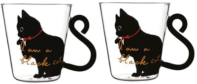 Kattenmok Glas – Set van 2 – Zwarte Kat