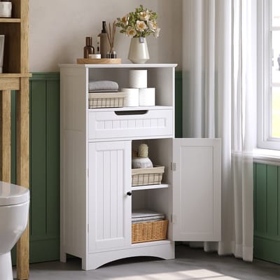 Bealife AP11 Ladekast - Dressoir met veel opbergruimte - Multifunctionele kast voor woonkamer slaapkamer hal badkamer - Vrijstaande ladekast - 60 x 30 x 108 cm - Wit