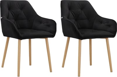 Betty-Eetkamerstoel - Set van 2 - Zwart Fluweel