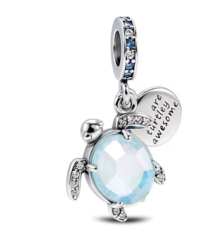 Bedel schildpad - blauwe maansteen - voor aan armband