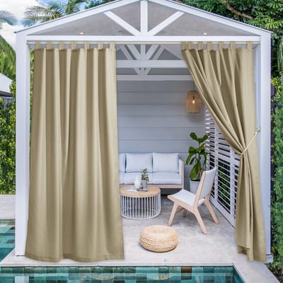 Dailygoods- Buitengordijnen Waterdicht - Buiten Gordijnen voor Balkons - Terrassen - Tuinen - Klittenband - 140B x 213H cm (2 Panelen) - Tuingordijnen
