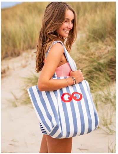 Woody strandtas blauw witte streep