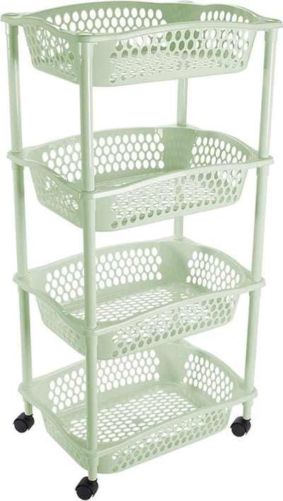 Hega Hogar Keuken opberg trolley - 4 manden - mintgroen - 86 x 41 cm - roltafel