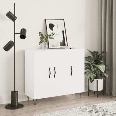 vidaXL - Dressoir - 90x34x80 - cm - bewerkt - hout - wit