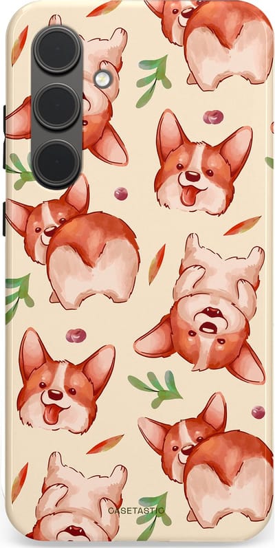 Casetastic Hoesje Geschikt voor Samsung S24 Plus - Stijlvolle Beschermende Duo-layer Case - Corgipootjes