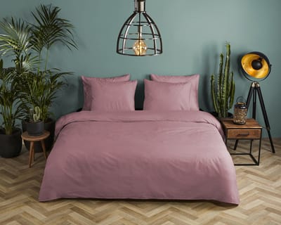 HIP dekbedovertrek effen kleur - 1 persoons 140x200/220 cm - Roze - 100% Katoen satijn