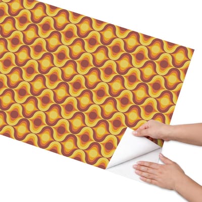Coloray Meubel Wrap Folie - Geel Meubelfolie - 65x130 cm - Plakfolie Meubels Levenspatroon - Decoratiefolie Zelfklevend - Retro Meubelfolie - Meubelfolie Zelfklevend - Badkamer decoratie - Achtergronden en patronen