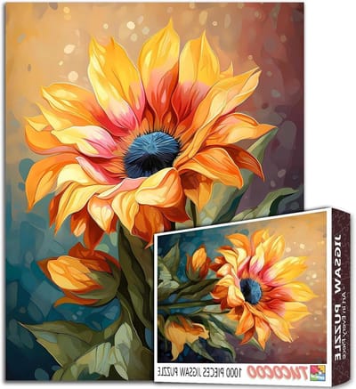 Bloemen Puzzel - 1000 Stukjes - Ontspanning Thuis - Nauwkeurig Gesneden - 68x50cm - Geel