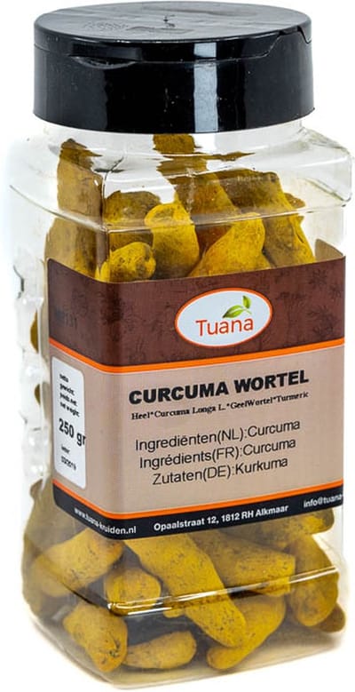 Tuana Kruiden - Kurkuma Wortel Heel - Strooibus 120 Gram - Tuanashop - MP-K-0056