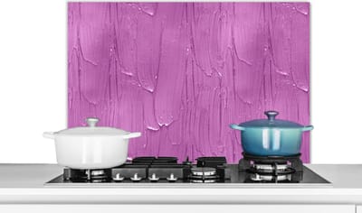 Spatscherm Keuken - Kookplaat Achterwand - Spatwand Fornuis - 80x55 cm - Patronen - Verf - Paars - Aluminium - Wanddecoratie - Muurbeschermer - Hittebestendig
