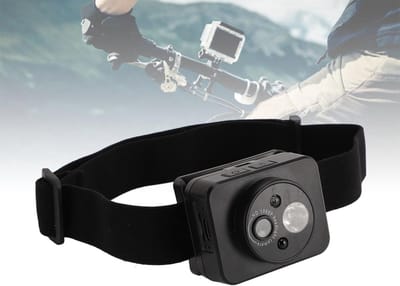 Draagbare Camera met LED-koplamp, op Het Hoofd Gemonteerde Camera 1080P, Handsfree Fietsvideorecorder met 45 Graden Aanpassing, Slimme Detectie voor Sport