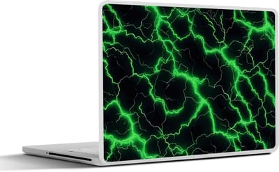 Laptop sticker - 10.1 inch - Gaming - Bliksemflitsen - Groen - Energie - 25x18cm - Laptopstickers - Laptop skin - Cover