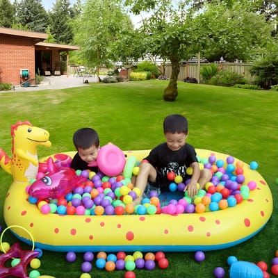 Opblaasbaar Kinderzwembad 1,7m - Dinosaurus Vorm met Sproeier - voor tuin en buiten - PVC - Zwart