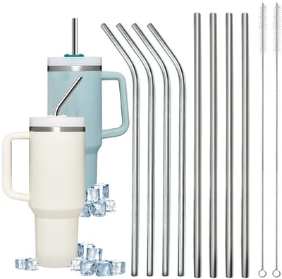 NTHProducts - Drinkrietjes - Herbruikbaar - 30cm Lang - Inclusief Schoonmaakborstels - Geschikt voor Stanley Cup - Set van 8