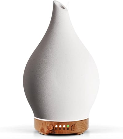 Aroma Diffuser van 150ml van handgeblazen glas - Essentiële olie verstuiver, luchtbevochtiger met stille ultrasone koele mist en 7 LED-kleuren, veilig voor thuisgebruik