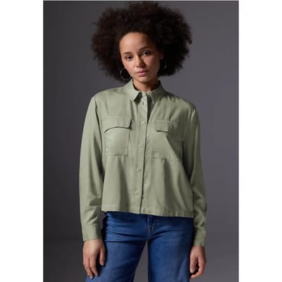 Overhemdblouse met borstzakken
