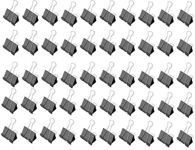 50-stuks Zwarte bindklem -Ringbanden -Klemmen -32 mm - Perfect voor het direct inbinden van documenten en het sluiten van open zakken met diepvriesgroenten en chips op het werk, thuis of op school - Zwart