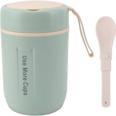 Bocal isotherme de 600 ml avec couvercle de sécurité et cuillère en acier inoxydable 304, anti-fuite, pour soupe L vert